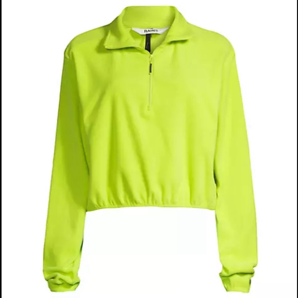 RAINS cropped half-zip fleece pullover size small NWT